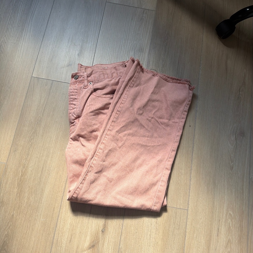 Peach  Wide leg Cropped Pants